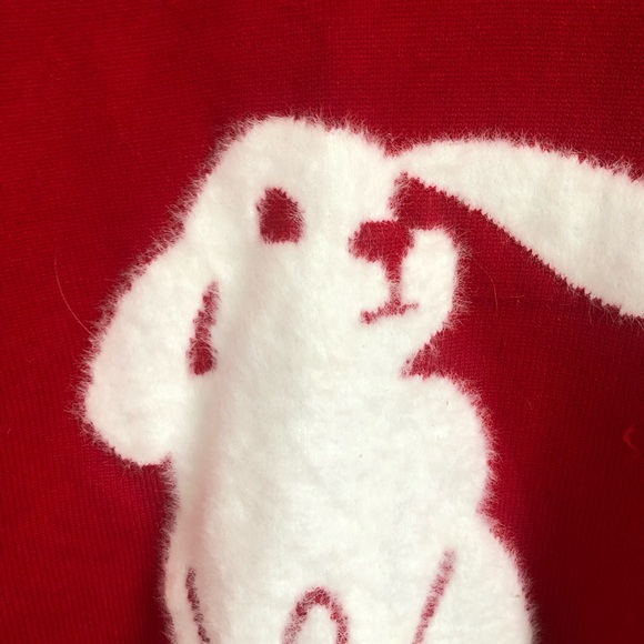 Red Sweater with White Rabbit Design - Picture 2 of 3